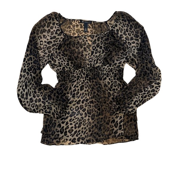 SOLD sheer silk cheetah print long sleeve shirt inc international concepts 14 - Picture 2 of 15